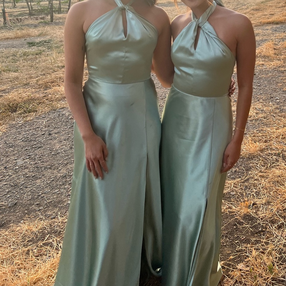 birdy grey satin sage monica dress
